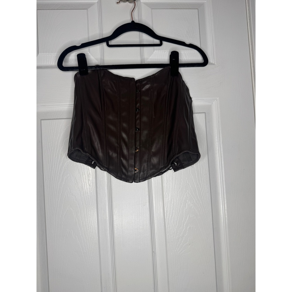 Out‎ From Under Brown Faux Leather Bustier Corset Top Size Small